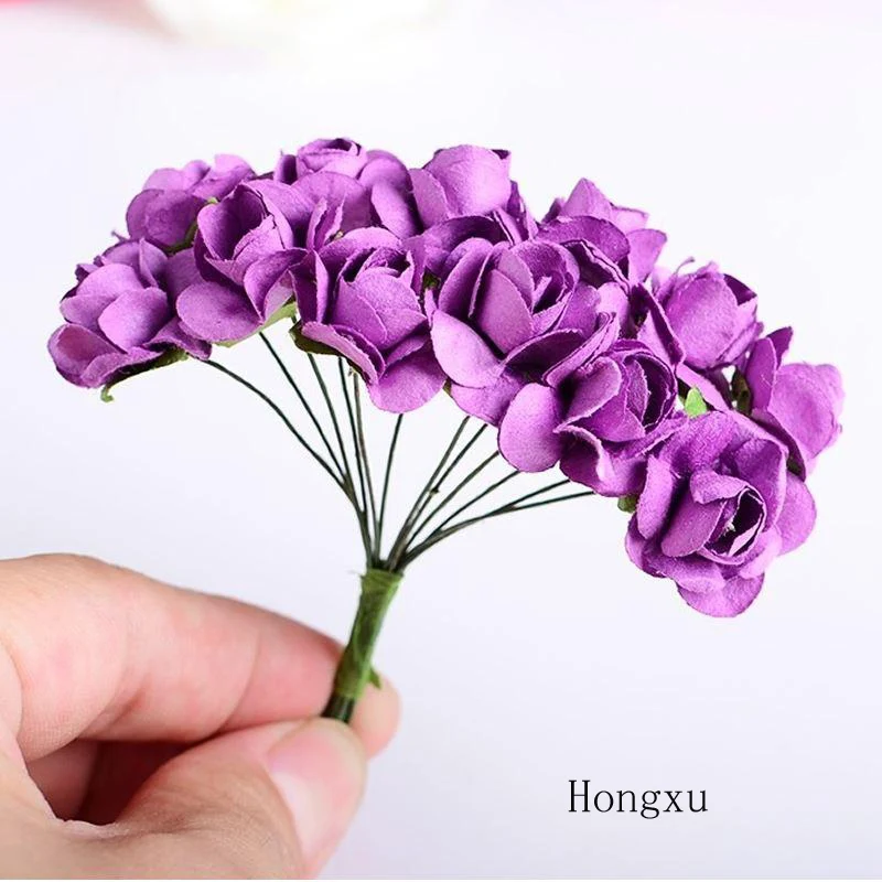 White Kubert Artificial Flowers 144 Mini Cute Pink Paper Handmade for Wedding Decoration DIY Gift Wreath Scrapbooking Crafts Floral 